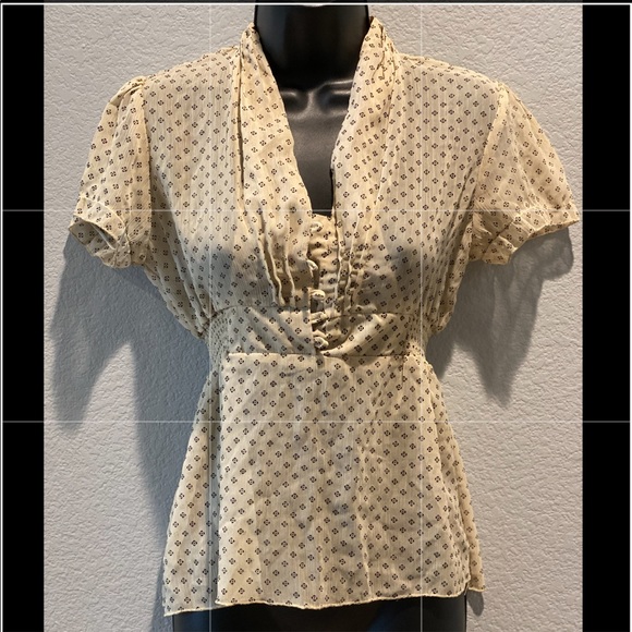 SOLD! Poetry Tan and Black Blouse - Picture 1 of 6